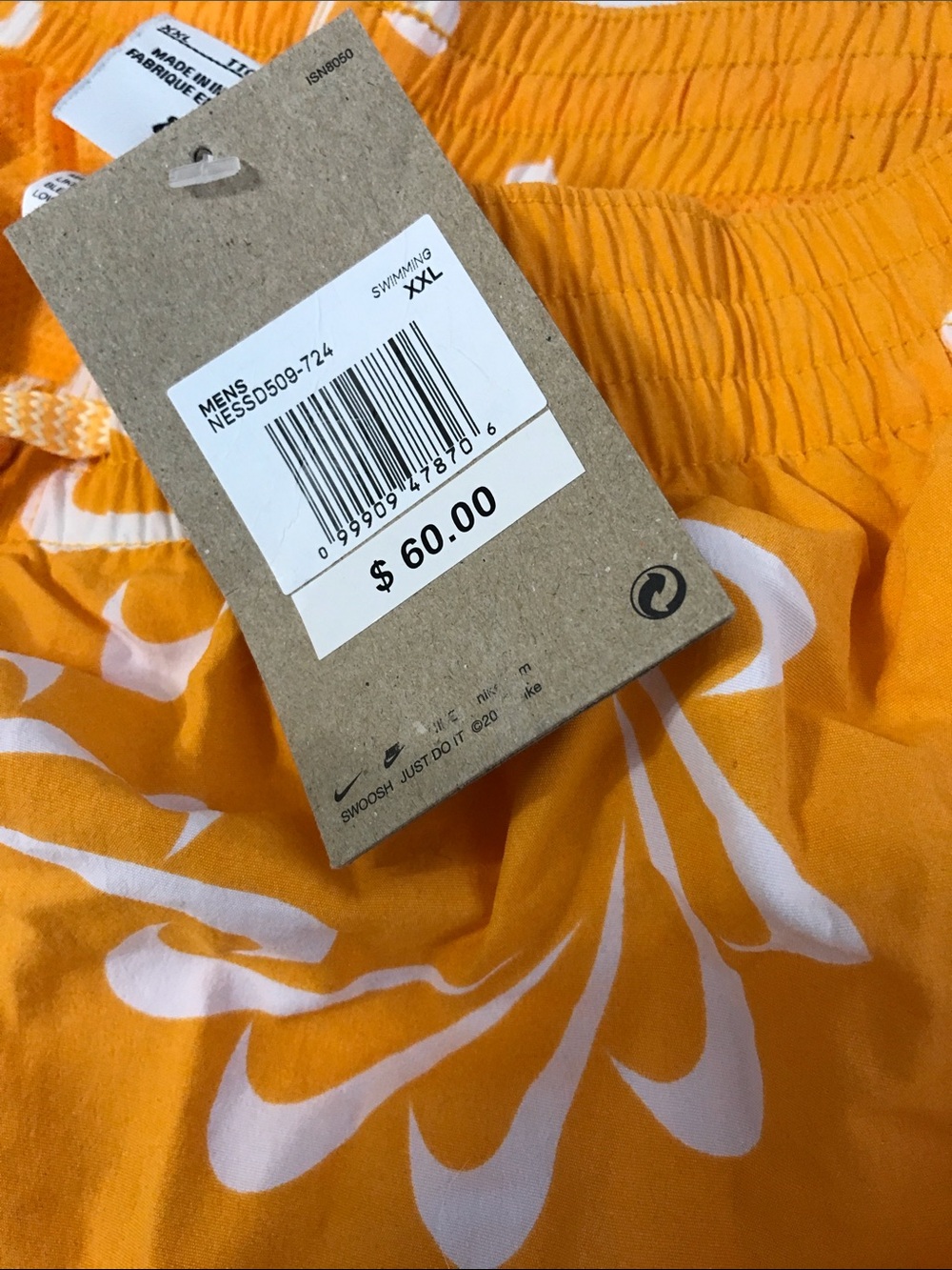 Nike Mens Swoosh All Over Swim Trunks (NESS0509-724) Orange XXL - Picture 4 of 5